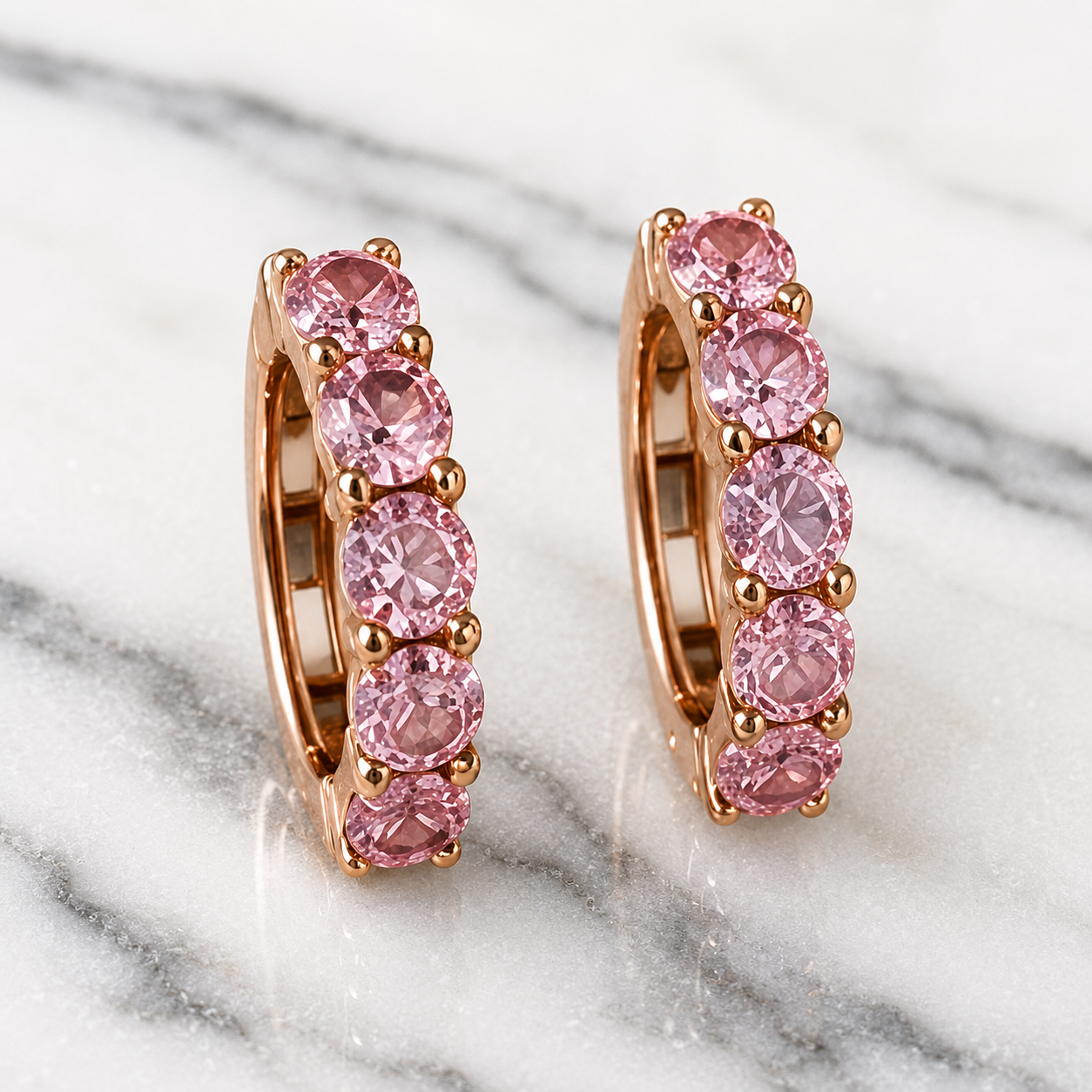 pink sapphire rose gold earrings
