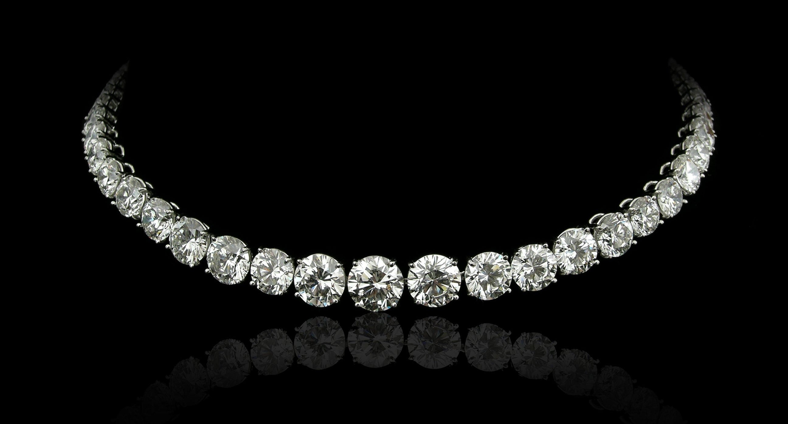 Diamond necklace on a black background