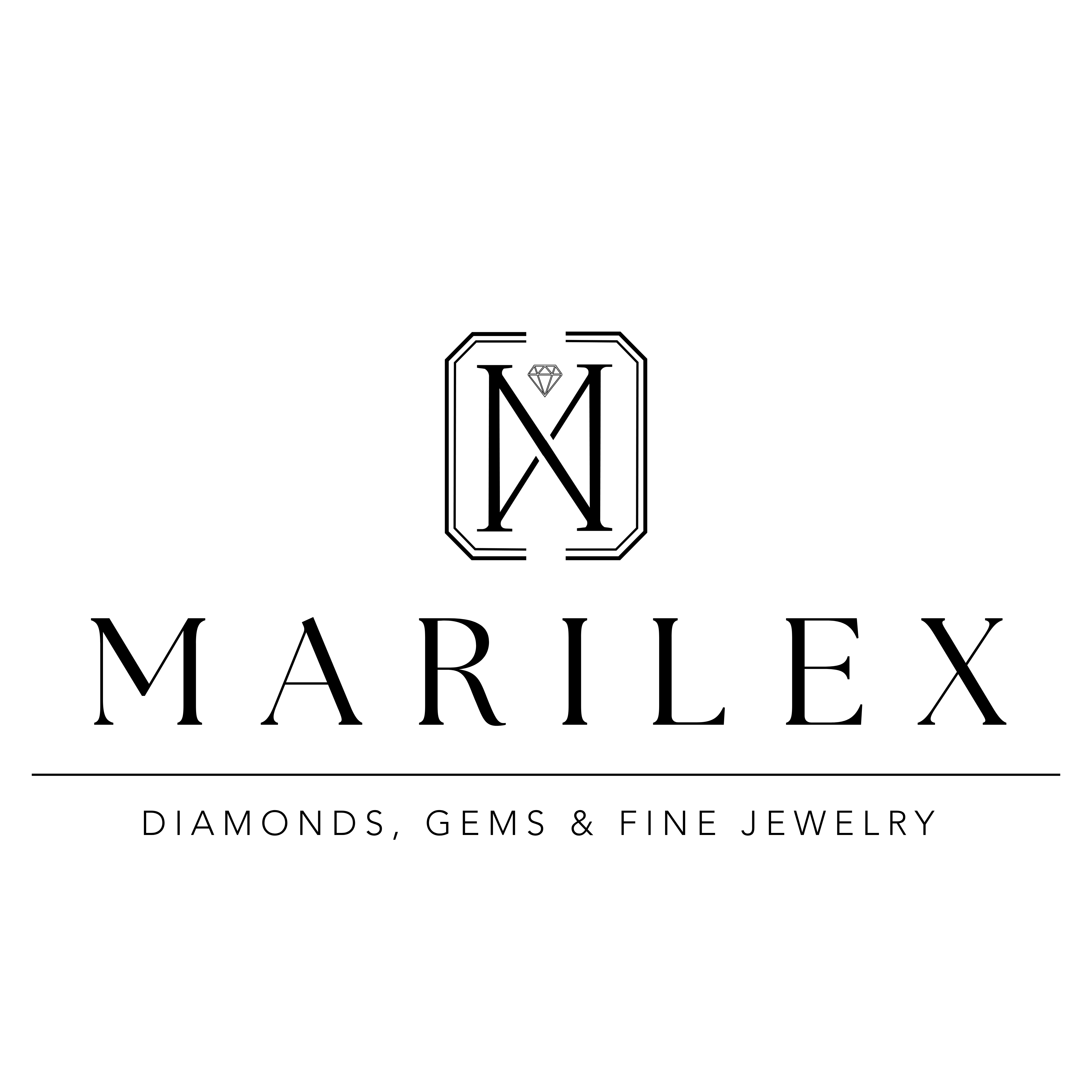 Marilex jewelry brand logo with text 'Diamonds, Gems & Fine Jewelry' on a white background