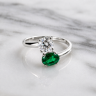 green emerald with diamond white gold
